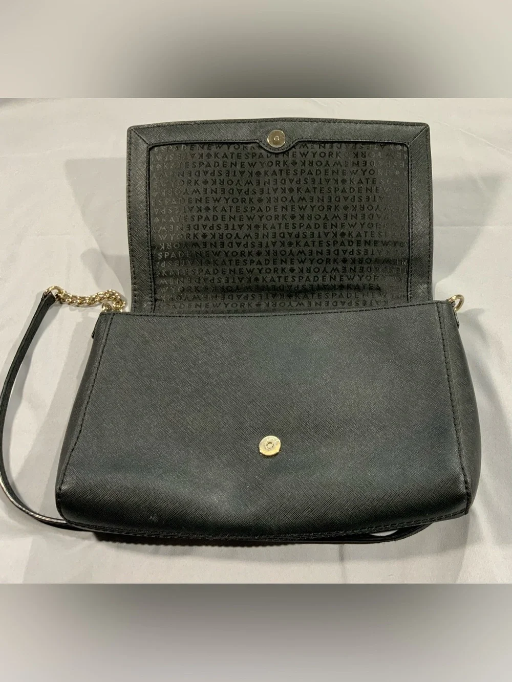 kate spade black crossbody bag with gold chain strap